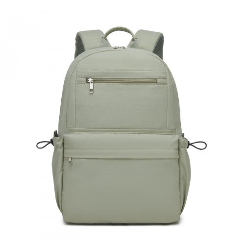 BPK2606 - KONO Stylish Solid-Color Casual Backpack for School and Weekend Trips with Multi-Pocket Storage - Green