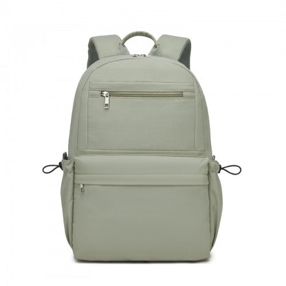 BPK2606 - KONO Stylish Solid-Color Casual Backpack for School and Weekend Trips with Multi-Pocket Storage - Green