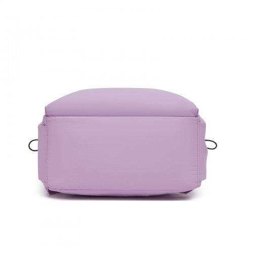 BPK2606 - KONO Stylish Solid-Color Casual Backpack for School and Weekend Trips with Multi-Pocket Storage - Purple