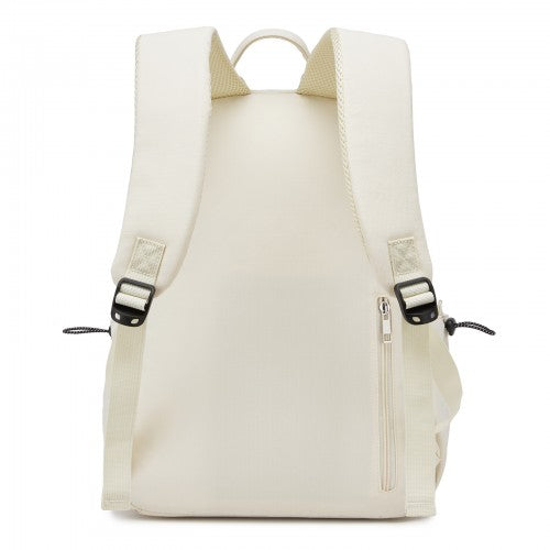 BPK2606 - KONO Stylish Solid-Color Casual Backpack for School and Weekend Trips with Multi-Pocket Storage - Beige