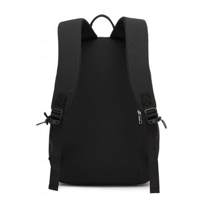 BPK2606 - KONO Stylish Solid-Color Casual Backpack for School and Weekend Trips with Multi-Pocket Storage - Black