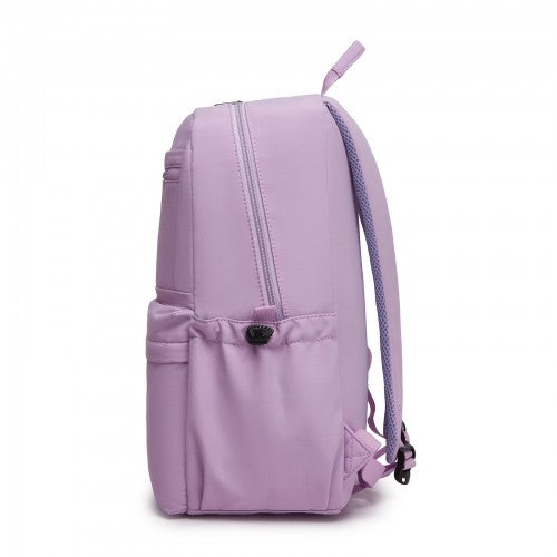 BPK2606 - KONO Stylish Solid-Color Casual Backpack for School and Weekend Trips with Multi-Pocket Storage - Purple