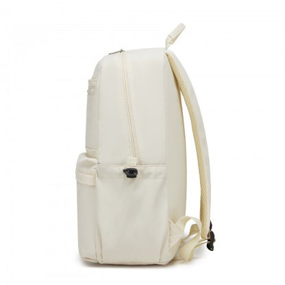 BPK2606 - KONO Stylish Solid-Color Casual Backpack for School and Weekend Trips with Multi-Pocket Storage - Beige