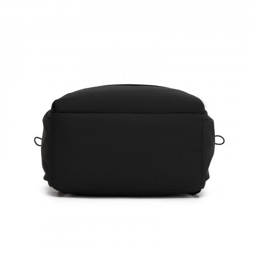 BPK2606 - KONO Stylish Solid-Color Casual Backpack for School and Weekend Trips with Multi-Pocket Storage - Black