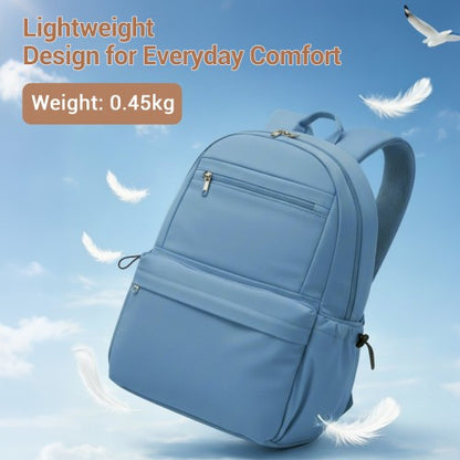 BPK2606 - KONO Stylish Solid-Color Casual Backpack for School and Weekend Trips with Multi-Pocket Storage - Blue