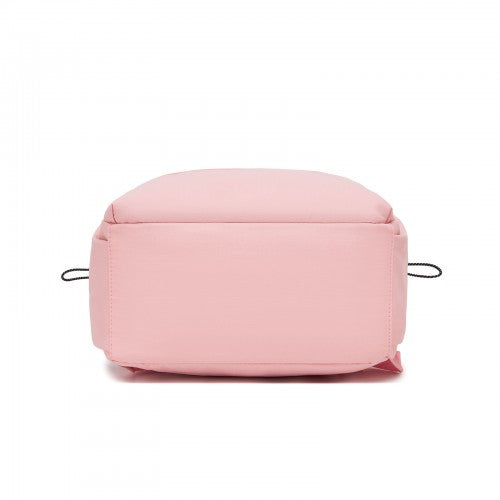 BPK2606 - KONO Stylish Solid-Color Casual Backpack for School and Weekend Trips with Multi-Pocket Storage - Pink