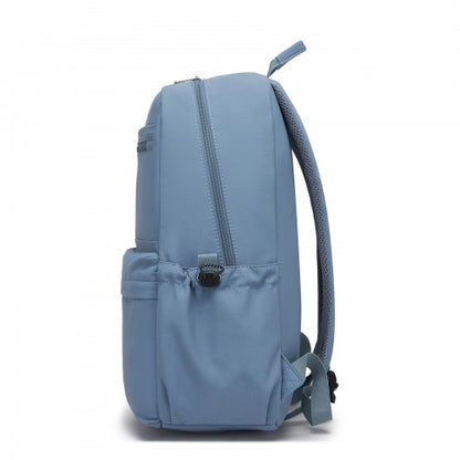 BPK2606 - KONO Stylish Solid-Color Casual Backpack for School and Weekend Trips with Multi-Pocket Storage - Blue