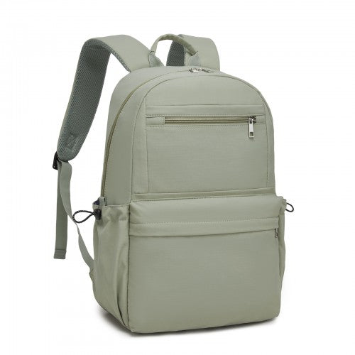 BPK2606 - KONO Stylish Solid-Color Casual Backpack for School and Weekend Trips with Multi-Pocket Storage - Green