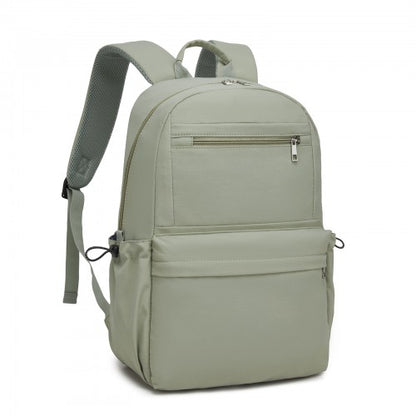 BPK2606 - KONO Stylish Solid-Color Casual Backpack for School and Weekend Trips with Multi-Pocket Storage - Green