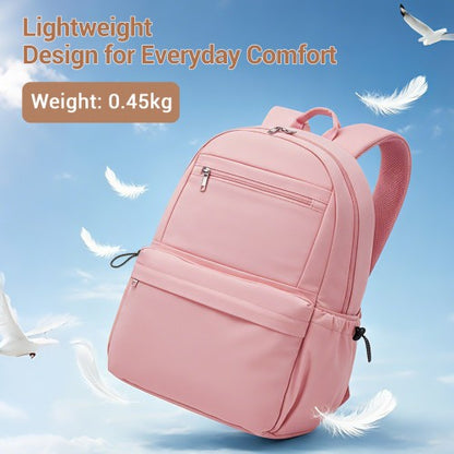 BPK2606 - KONO Stylish Solid-Color Casual Backpack for School and Weekend Trips with Multi-Pocket Storage - Pink
