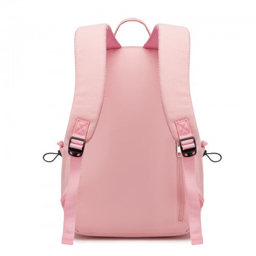 BPK2606 - KONO Stylish Solid-Color Casual Backpack for School and Weekend Trips with Multi-Pocket Storage - Pink