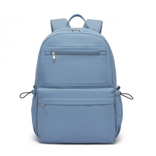 BPK2606 - KONO Stylish Solid-Color Casual Backpack for School and Weekend Trips with Multi-Pocket Storage - Blue