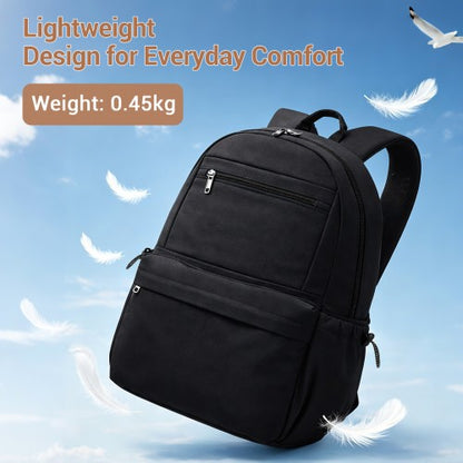 BPK2606 - KONO Stylish Solid-Color Casual Backpack for School and Weekend Trips with Multi-Pocket Storage - Black