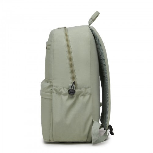 BPK2606 - KONO Stylish Solid-Color Casual Backpack for School and Weekend Trips with Multi-Pocket Storage - Green