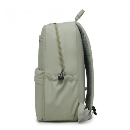 BPK2606 - KONO Stylish Solid-Color Casual Backpack for School and Weekend Trips with Multi-Pocket Storage - Green