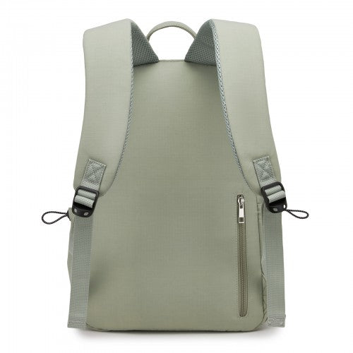 BPK2606 - KONO Stylish Solid-Color Casual Backpack for School and Weekend Trips with Multi-Pocket Storage - Green