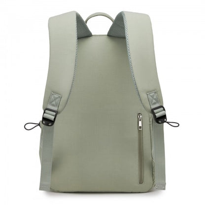 BPK2606 - KONO Stylish Solid-Color Casual Backpack for School and Weekend Trips with Multi-Pocket Storage - Green