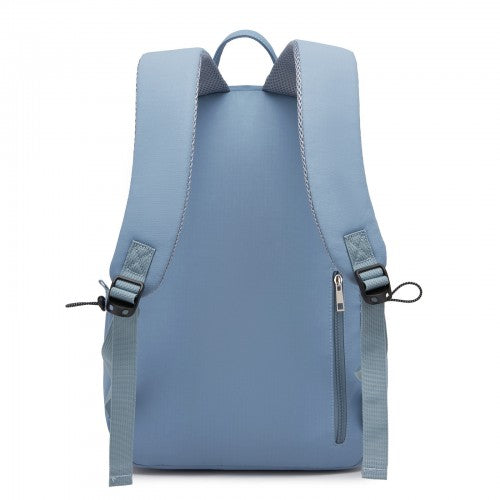 BPK2606 - KONO Stylish Solid-Color Casual Backpack for School and Weekend Trips with Multi-Pocket Storage - Blue