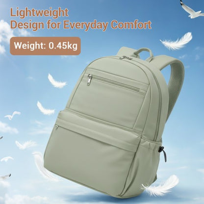BPK2606 - KONO Stylish Solid-Color Casual Backpack for School and Weekend Trips with Multi-Pocket Storage - Green