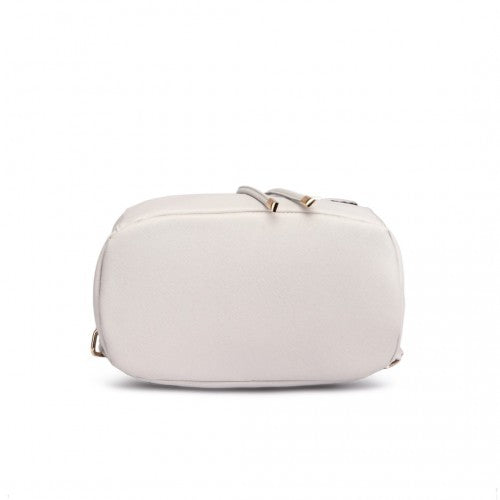 BPM2427 - Miss Lulu Stylish Faux Leather Backpack Secure Daypack with Magnetic Snap Closure Fashionable PU Leather Travel Bag - Light Grey