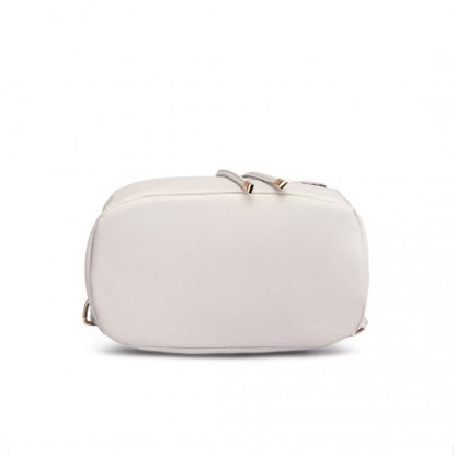 BPM2427 - Miss Lulu Stylish Faux Leather Backpack Secure Daypack with Magnetic Snap Closure Fashionable PU Leather Travel Bag - Light Grey