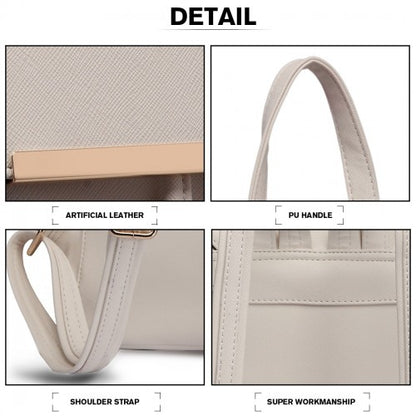 BPM2427 - Miss Lulu Stylish Faux Leather Backpack Secure Daypack with Magnetic Snap Closure Fashionable PU Leather Travel Bag - Light Grey