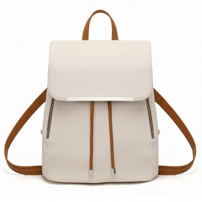 Miss Lulu BPM2427 beige and brown backpack – front view