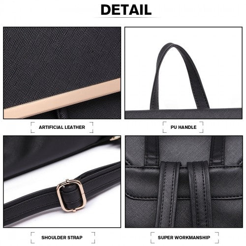 Miss Lulu BPM2427 black backpack – detail view 7