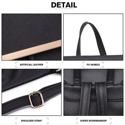 Miss Lulu BPM2427 black backpack – detail view 7