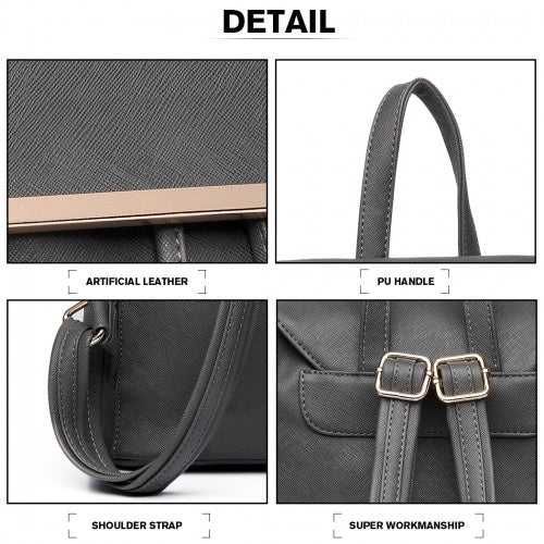 Miss Lulu BPM2427 grey backpack – detail view 7
