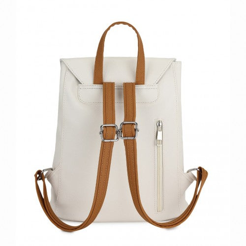 Miss Lulu BPM2427 beige and brown backpack – detail view 4