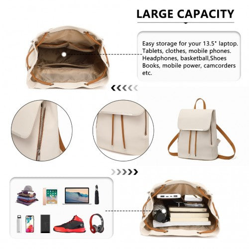 Miss Lulu BPM2427 beige and brown backpack – detail view 8