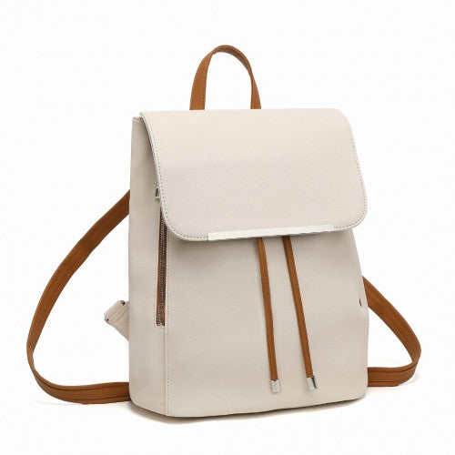Miss Lulu BPM2427 beige and brown backpack – side view