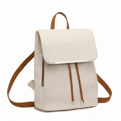Miss Lulu BPM2427 beige and brown backpack – side view