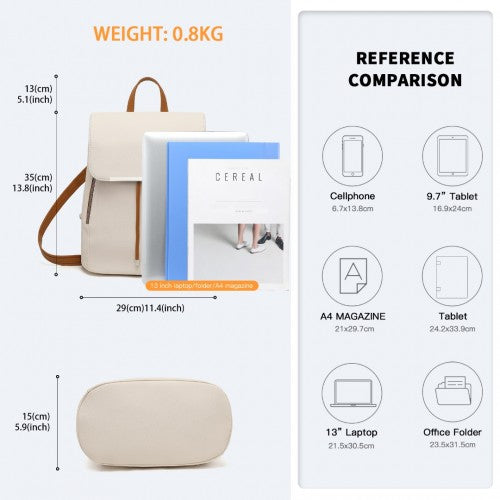 Miss Lulu BPM2427 beige and brown backpack – detail view 6