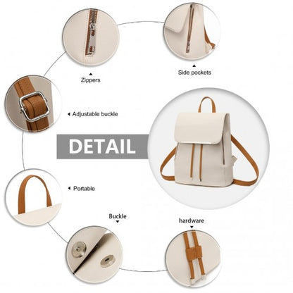 Miss Lulu BPM2427 beige and brown backpack – detail view 7