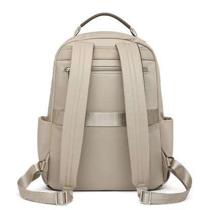 BPM2431 - Miss Lulu Stylish Backpack with Laptop Sleeve and Multiple Pockets and Trolley Sleeve - Beige And Brown