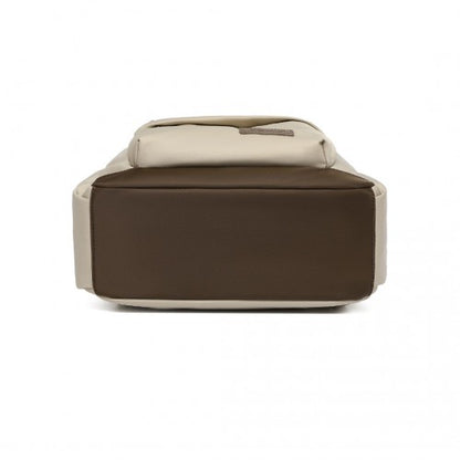 BPM2431 - Miss Lulu Stylish Backpack with Laptop Sleeve and Multiple Pockets and Trolley Sleeve - Beige And Brown