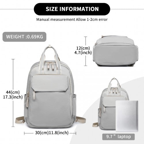 Miss Lulu BPM2439 grey backpack – detail view 10