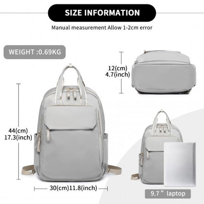 Miss Lulu BPM2439 grey backpack – detail view 10