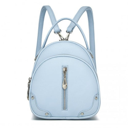 BPM2450 - Miss Lulu Convertible Mini Backpack for Women - PU Leather 3-in-1 Small Handbag, Crossbody Bag & Shoulder Backpack - Blue