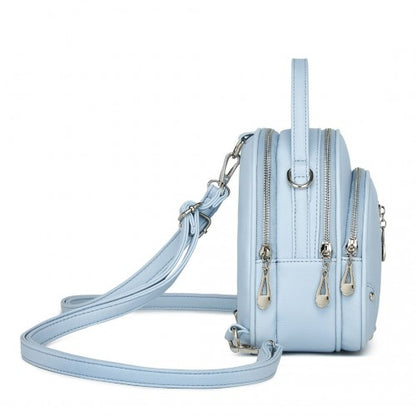 BPM2450 - Miss Lulu Convertible Mini Backpack for Women - PU Leather 3-in-1 Small Handbag, Crossbody Bag & Shoulder Backpack - Blue
