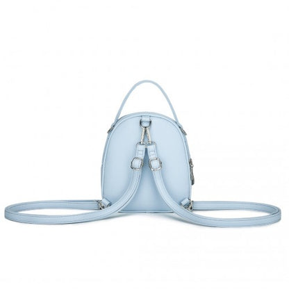 BPM2450 - Miss Lulu Convertible Mini Backpack for Women - PU Leather 3-in-1 Small Handbag, Crossbody Bag & Shoulder Backpack - Blue