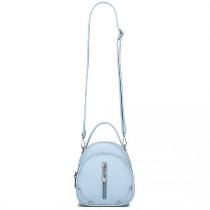 BPM2450 - Miss Lulu Convertible Mini Backpack for Women - PU Leather 3-in-1 Small Handbag, Crossbody Bag & Shoulder Backpack - Blue