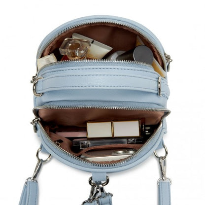 BPM2450 - Miss Lulu Convertible Mini Backpack for Women - PU Leather 3-in-1 Small Handbag, Crossbody Bag & Shoulder Backpack - Blue
