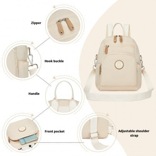 Miss Lulu BPM2451 beige backpack – detail view 11