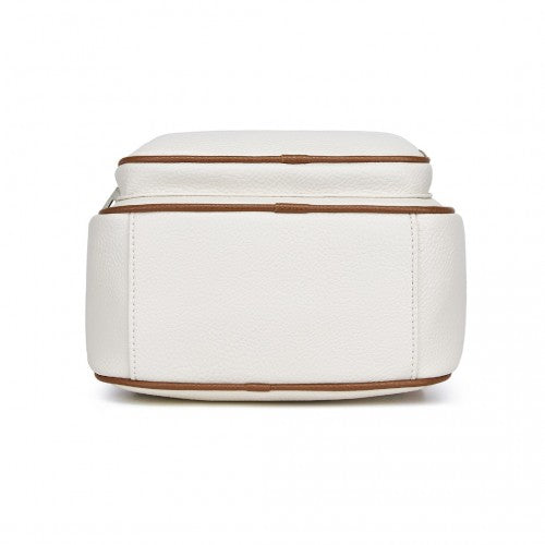 BPM2453 - Miss Lulu PU Leather Convertible Backpack Crossbody Bag - Lightweight Anti-Theft Daypack with Multiple Pockets - Beige