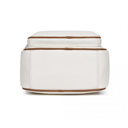 BPM2453 - Miss Lulu PU Leather Convertible Backpack Crossbody Bag - Lightweight Anti-Theft Daypack with Multiple Pockets - Beige