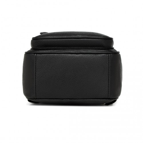 BPM2453 - Miss Lulu PU Leather Convertible Backpack Crossbody Bag - Lightweight Anti-Theft Daypack with Multiple Pockets - Black