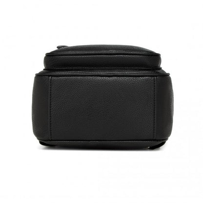 BPM2453 - Miss Lulu PU Leather Convertible Backpack Crossbody Bag - Lightweight Anti-Theft Daypack with Multiple Pockets - Black